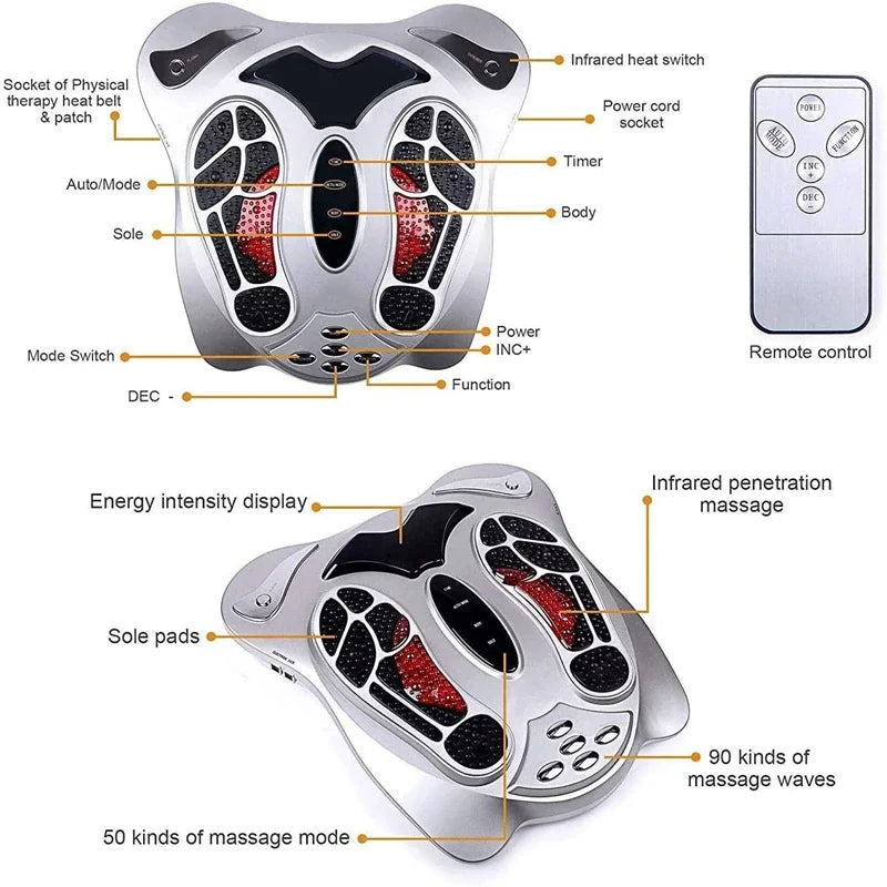 Foot Massager Electric Vibrator  Leg Exerciser With Remote Control Health Care Body Massage Bio Shaker Heating Therapy Machine