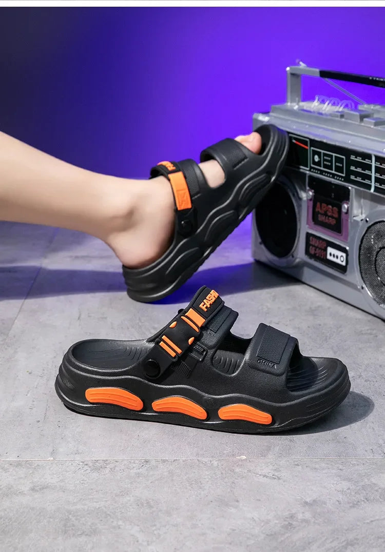 Men's Cloud Soft Thong Slippers Two-Way Wear Thick Bottom Waterproof Non-Slip Driving Comfortable Summer Sandals