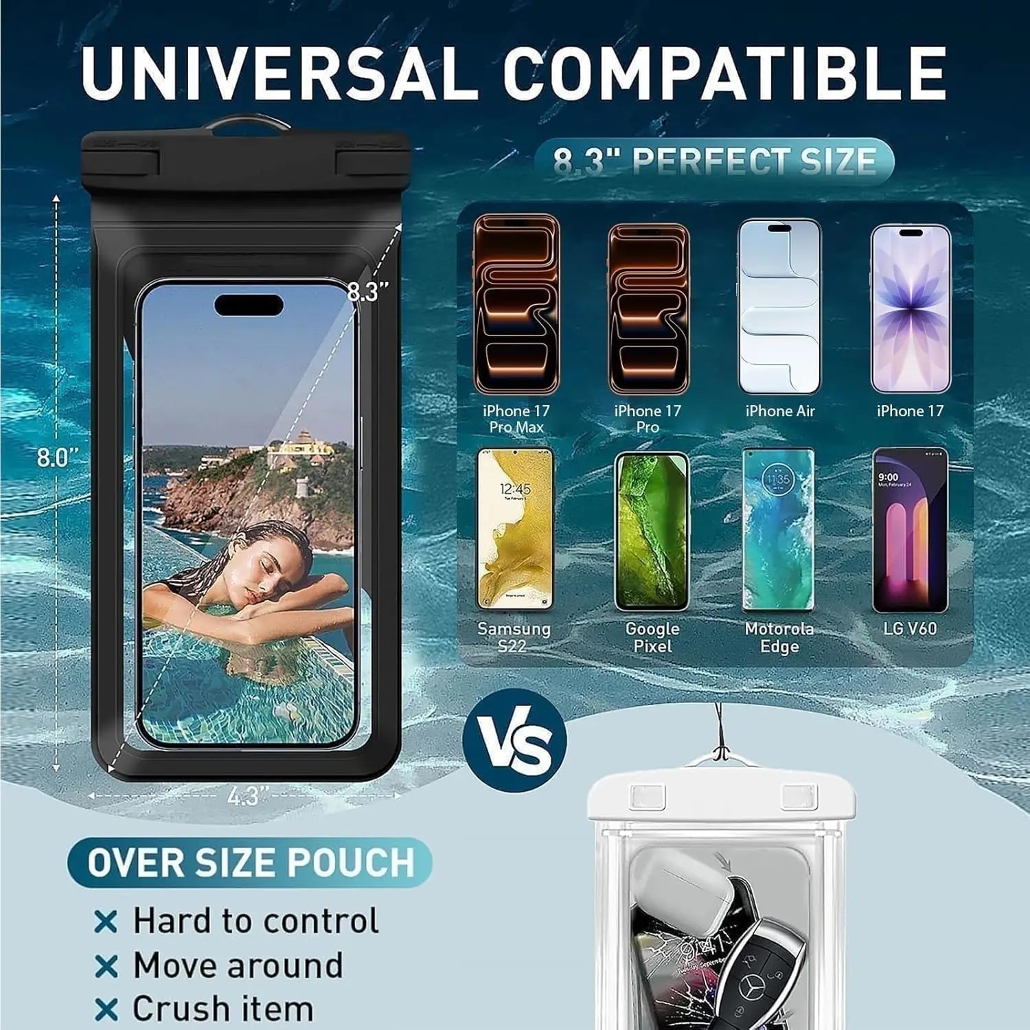 Airbag Waterproof Mobile Phone Bag Diving Protective Cover Waterproof Item Bag Anti-lost Bag for Beach Cruise Spring Water Park