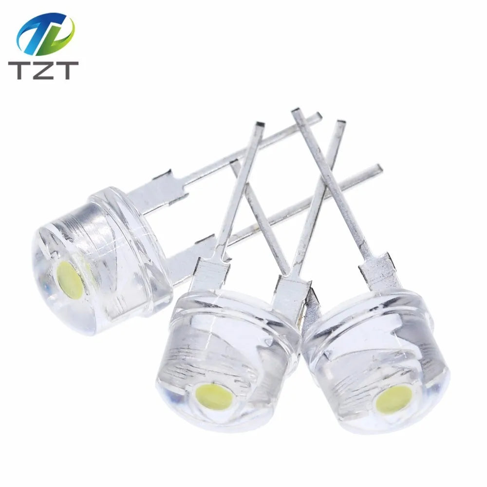10/100PCS NEW F8 8mm 0.5W 3.0-3.2V Straw hat LED White Super bright LED lamp Wide Angle Transparent LED Lamp Strawhat LED