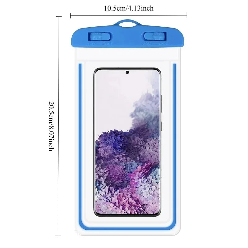 PVC Transparent Waterproof Phone Pouch Luminous Touchscreen Dry Bag with Seal Lock for Swimming Diving Hot Spring Rafting