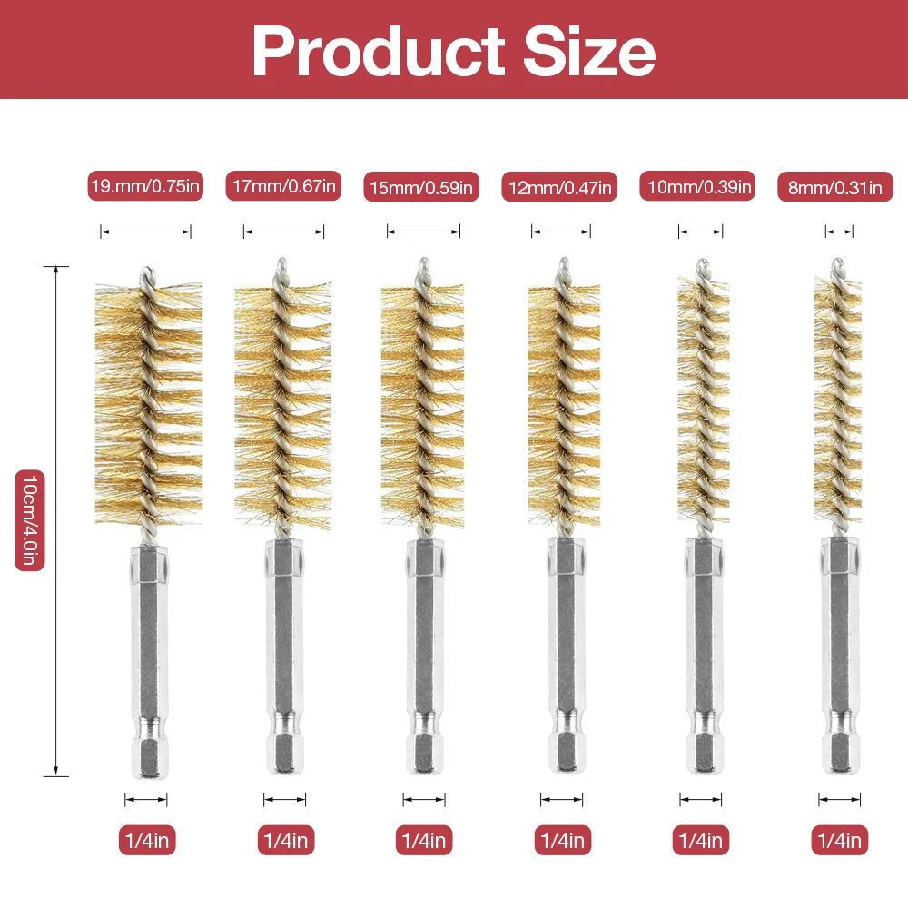 3/9/15Pcs metal pipe/copper pipe cleaning brush, grinding/rust removal tools,copper wire/stainless steel drilling cleaning brush