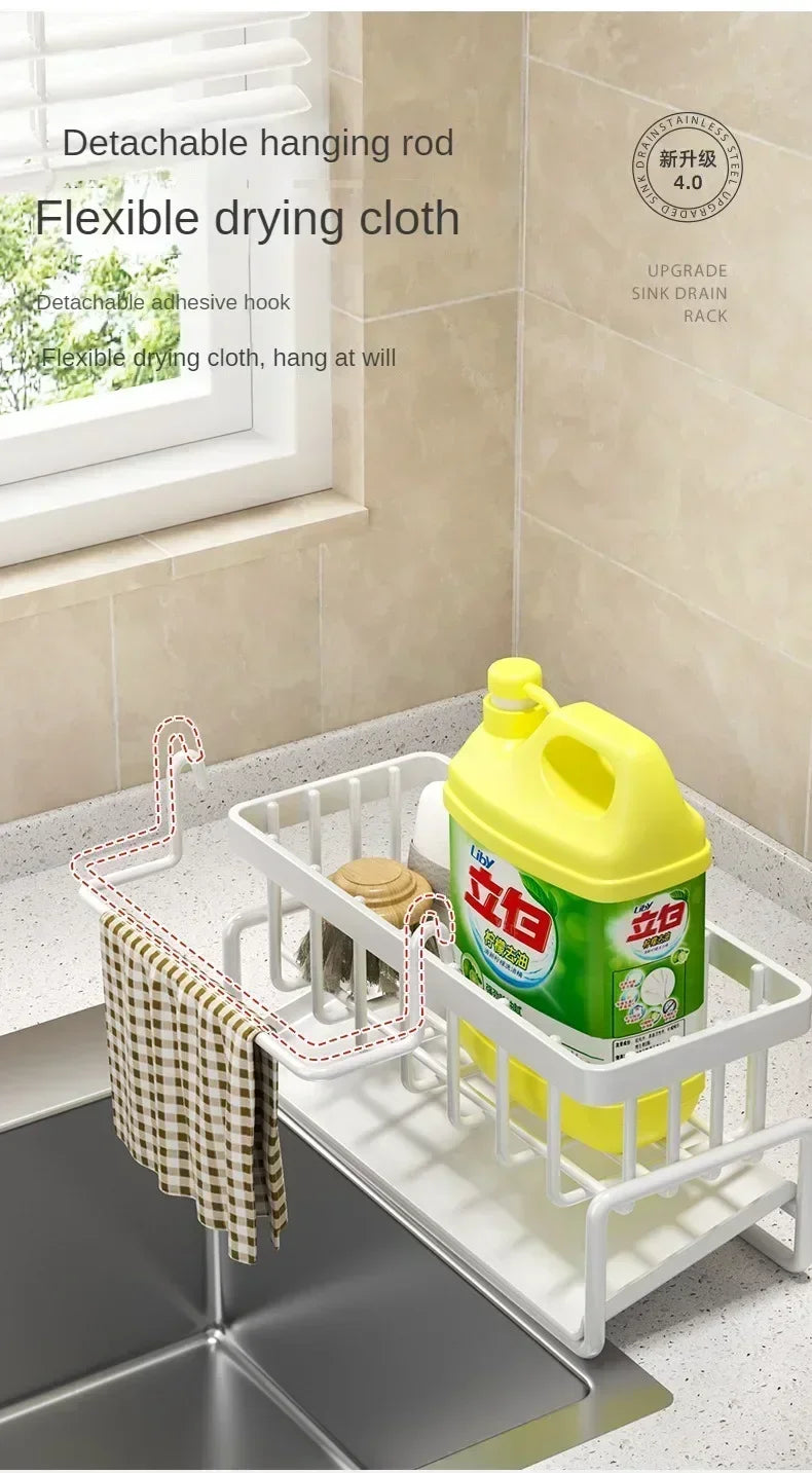 kitchen Organizer storage Multifunctional Sponge Rack Drainer Kitchen Shelf Sink Rag Dishwashing Detergent Dishcloth Organiser