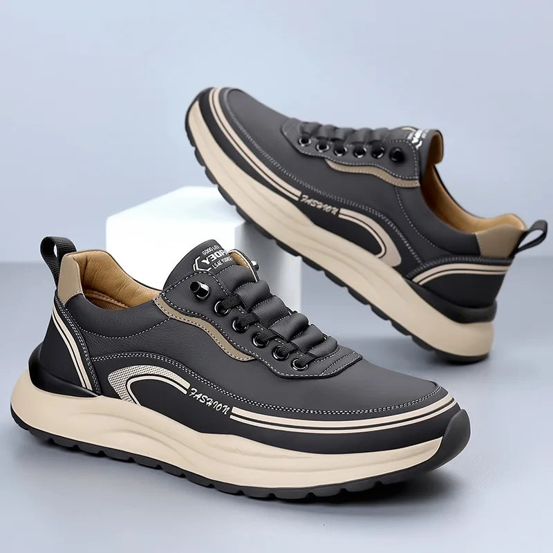 Mens Leather Casual Shoes Slip On Comfortable Breathable Lightweight Non Slip Waterproof Loafers for Wholesale