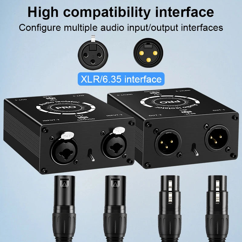 Multi-Purpose Dual-Channel 6.5 XLR Mixer Audio Isolator Current Sound Noise Mixer Microphone Common Ground Filter Isolator Mixer