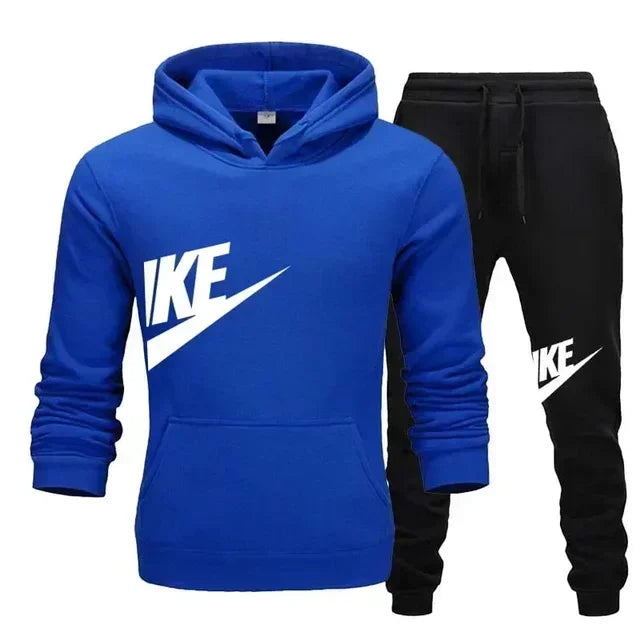 A new autumn and winter men's casual sportswear set of 2-piece hooded sweatshirt and long pants for outdoor fashionable jogging