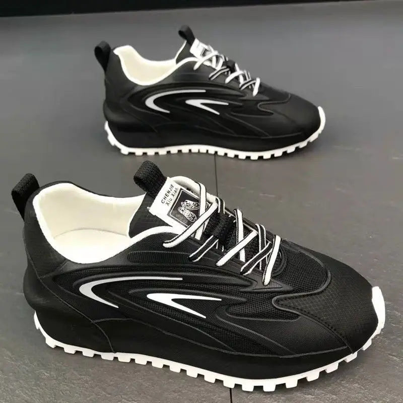 Chunky Sneakers Men Women Cover Bottom Board Shoes Fashion Casual Leather Mesh Breathable Increased Internal Flat Platform Shoes