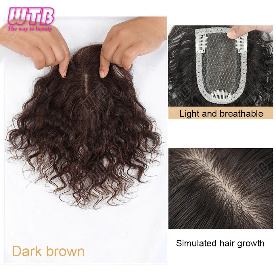 Synthetic Clip In Hair Extension Short Curly Toupee Hairpiece for Women With Thinning Hair Increase Hair Volume