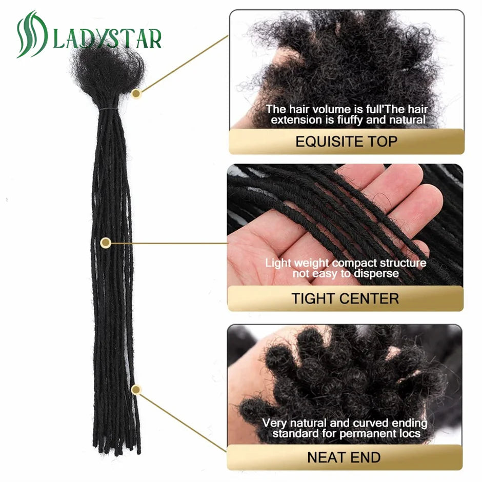 0.2cm Microlocs 100% Human Hair Dreadlock Extensions for Men Women Kids Full Handmade Permanent Loc Extensions