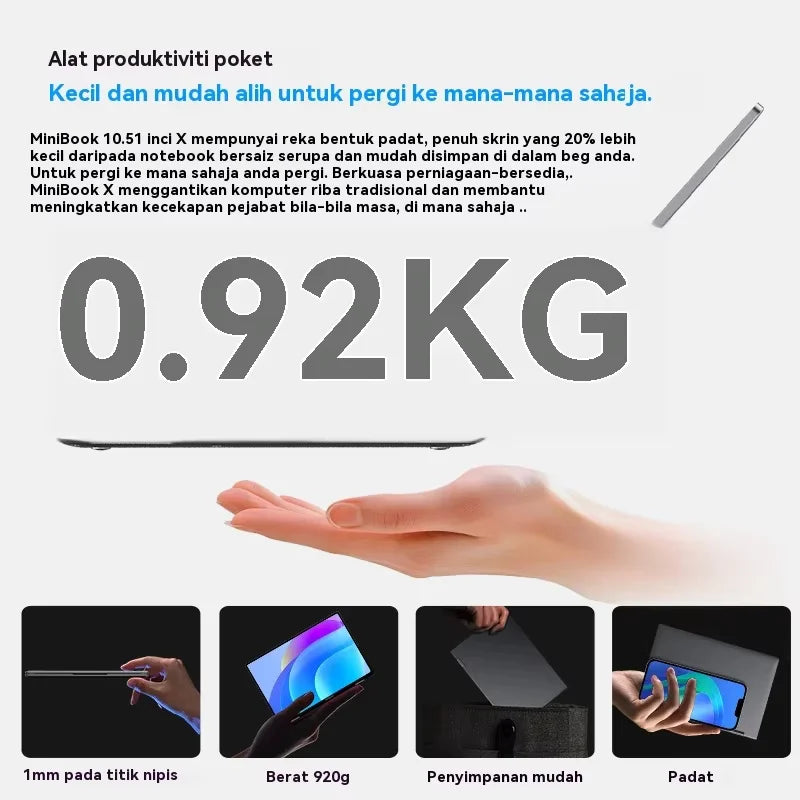CHUWI MiniBook X Intel N150 2-in-1 Tablet Laptop 16GB LPDDR5 512G SSD 10.51'' 2K FHD WiFi6 BT5.2 Ultra-slim Touch Screen Laptop