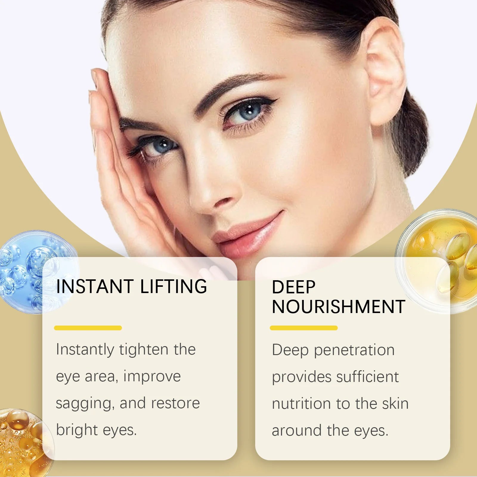 Castor Oil Eye Serum Anti-Wrinkle Remove Dark Circles Eye Bags Anti-Puffiness Lift Firm Ball Massage Moisturize Nourish Eye Care