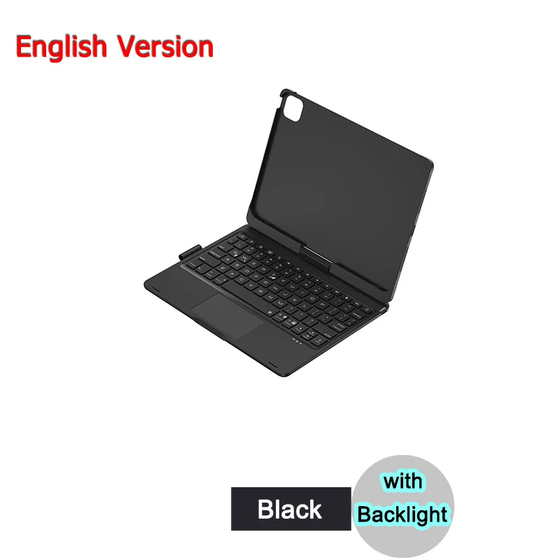 Bluetooth Magic Keyboard Case For iPad Pro 11 2024 M4 2025 M5 Tablet Case Touchpad Russian Arabic Hebrew Spanish French Keyboard