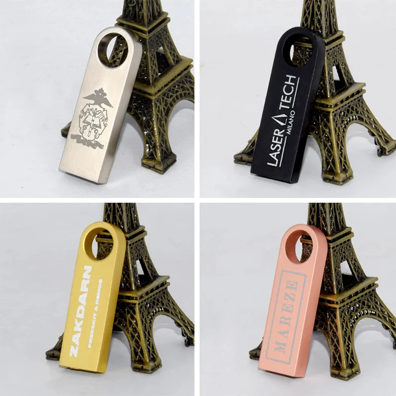 10Pcs/lot Metal USB Flash Drive 4GB 8GB Pen Drive 16GB 32GB cle USB Stick 2.0 UDP Memory Flash Drive 64GB 128GB Free custom logo