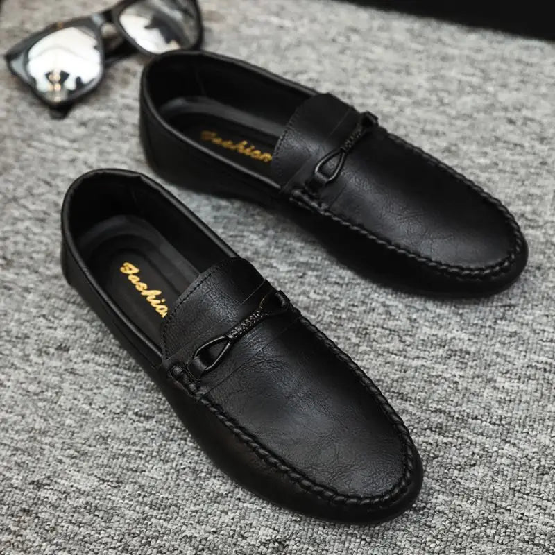 Men's Summer Hot Sale Of The Season Slip-On Loafers Casual Driving Shoes Soft Bottom Breathable Korean Style round Toe Leathe...