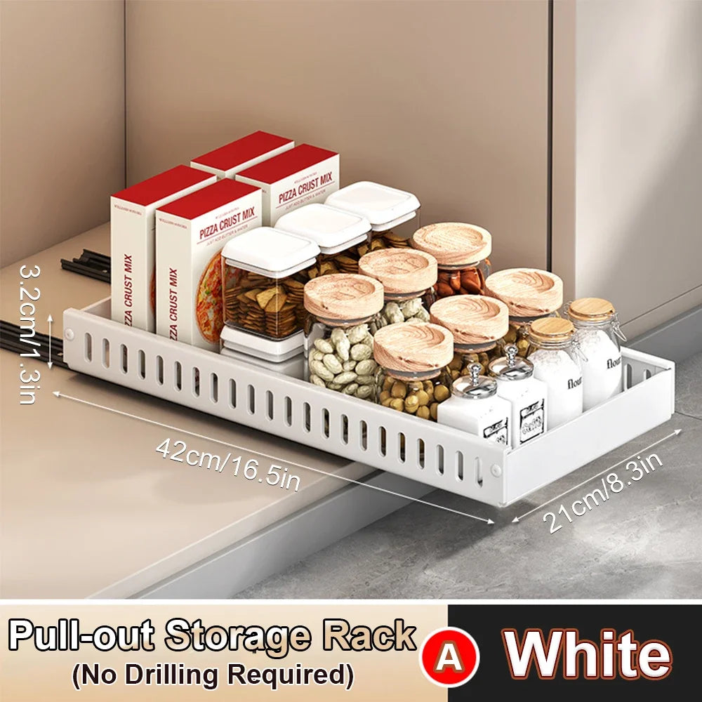 Kitchen Multifunctional Organizer - Pull-Out for Pots/Pans, Sliding Lid Holder, Spice Rack & Dish Drying Racks Drawer Organizer