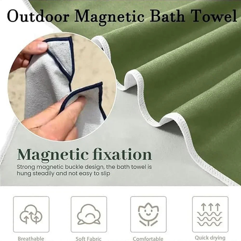Magnetic Bath Towel Microfiber Quick Drying Outdoor Magnet Towels Beach Towel for Surfing Swimming Changing Clothes