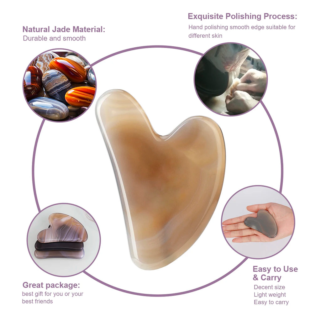 Guasha Massage Natural Stone Jade Scraper Facial Gua Sha SPA  Neck Massager for Face Lifting Wrinkle Remover Beauty Healty Tool