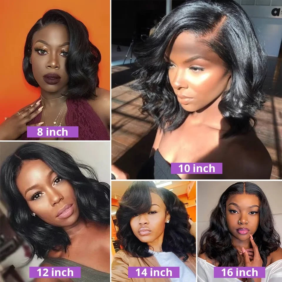 Brazilian Hair Body Wave Wigs 13x4 Transparent Lace Front 100 Human Hair Wig 4x4 Lace Short Bob Wigs Pre Plucked For Black Women