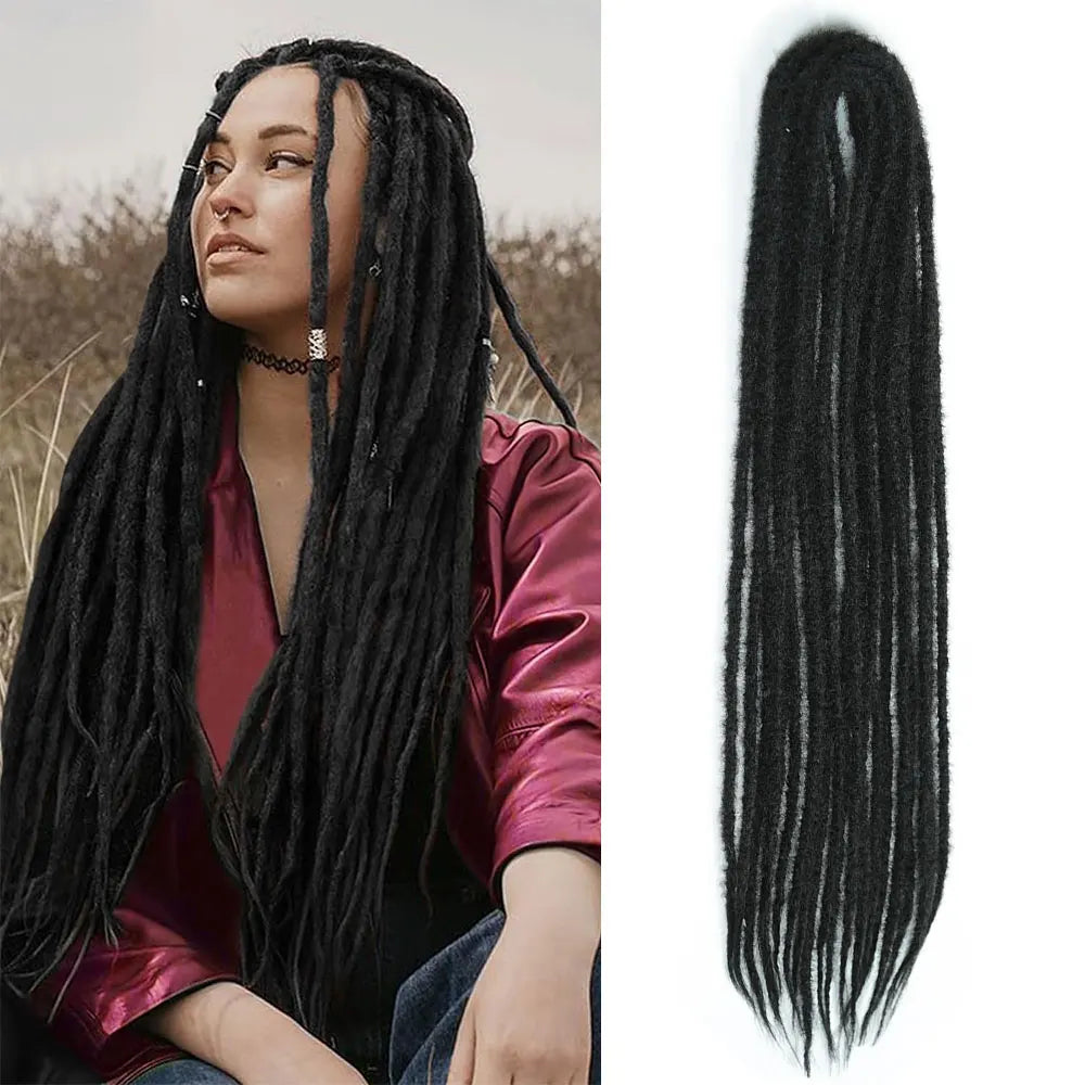 Synthetic 24 Inch Dreadlocks Extensions Dreads Locs Crochet Hair for Women 20 Strands Handmade Soft Locs Braids Double Ended