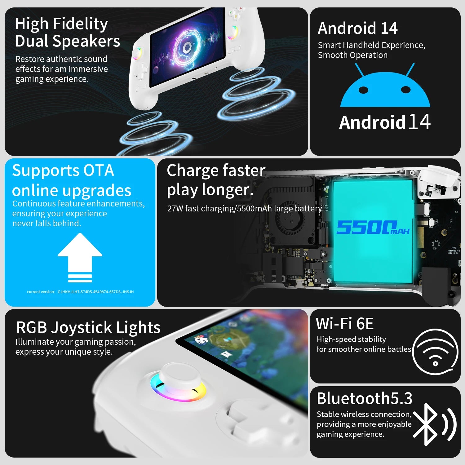 ANBERNIC RG557 Handheld Game Console 5.48'' AMOLED Android 14 5500mAH Bluetooth 5.3 Portable Video Game Player Dimensity 8300