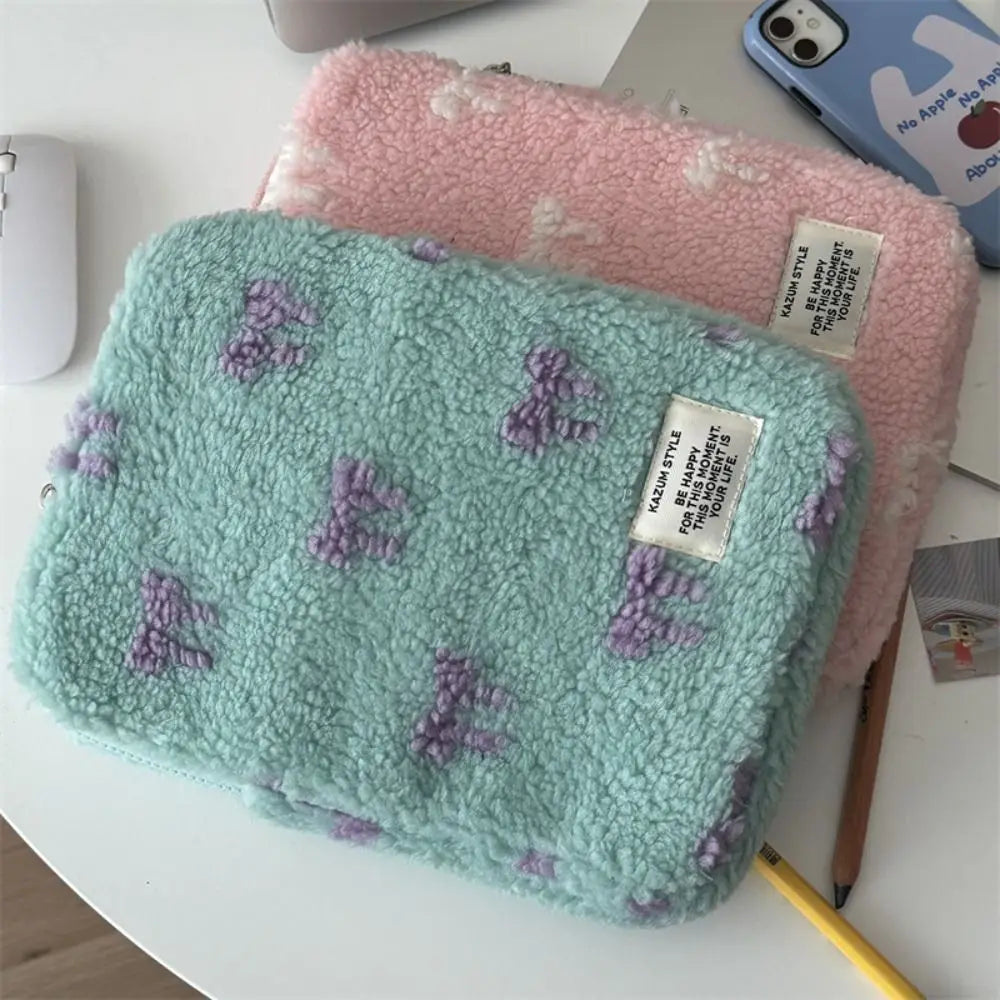 Protective Universal 11/13/15.6 Inch Laptop Sleeve Case Bow Pattern Plush Notebook Cover Shockproof Large Capacity Tablet Pouch