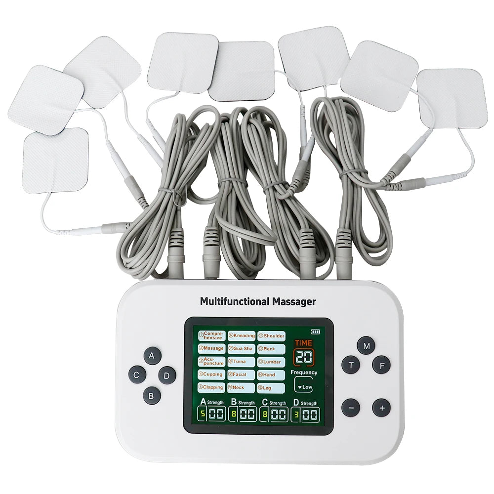 Electric Pulse Tens Massager 4 Outputs EMS Muscle Stimulator Acupuncture Body Massage Digital Therapy Slimming Electrostimulator