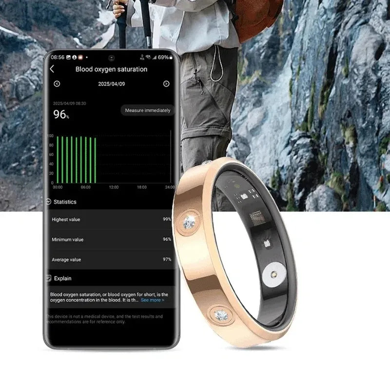 For Xiaomi Smart Ring Women Men Super Narrow Heart Rate Health Stress Measurement Monitor HR01 Waterproof Fashion Ring New