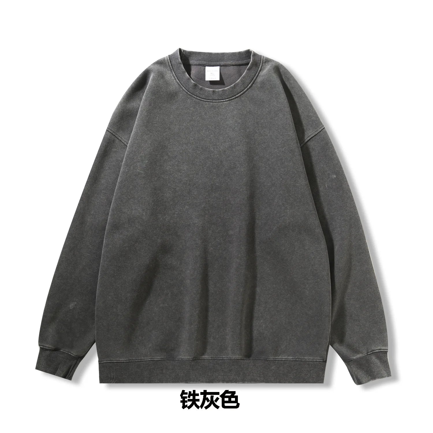 Woman Men Solid Washed Sweatshirt Cotton Acid Wash Hoodies Autumn Warm Crewneck Pullover Fashion Vintage Oversize Female Clothes