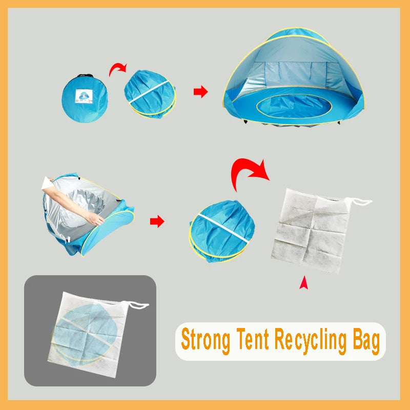 Baby Beach Tent Shade UV Protection Sun Shelter Infant Outdoor Toys Swimming Pool House Beach Tent Toys for Kids Children