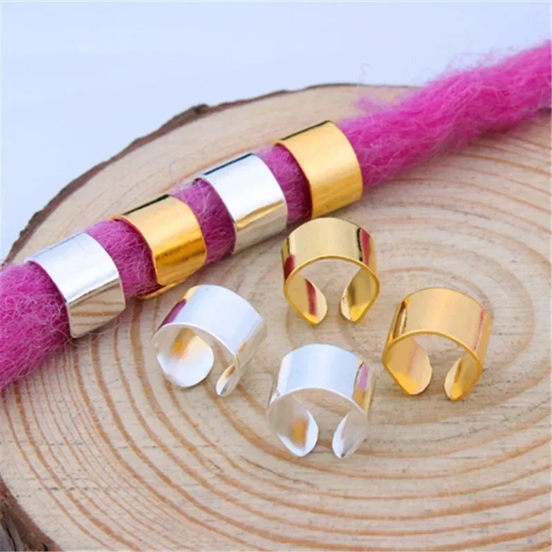 10/20pcs Hair Dreadlock Dread Beads Metal Cuff Tube Charms Hair Braid Rings Non-Piercing Ear Clip Beard Jewelry Hair Accessories