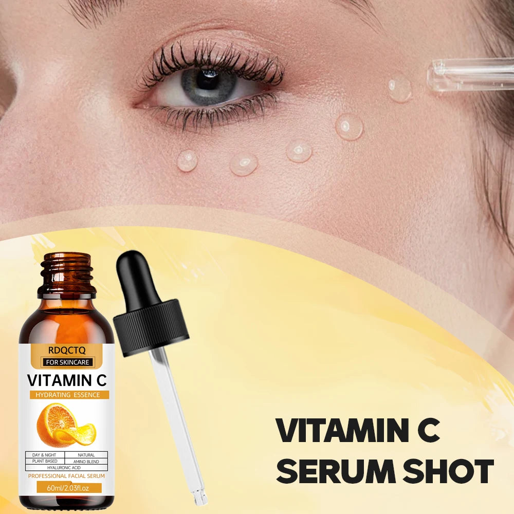Vitamin C Facial Serum - Hydrating Face Essence with Hyaluronic Acid & Amino Acid Complex - Plant Extract Formula for Day Night