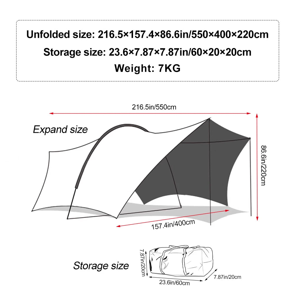 Silver Coated Sun Protection Camping Tent Large Family Size Windproof Rainproof Outdoor Canopy Tent with UV Block for Beach Pic