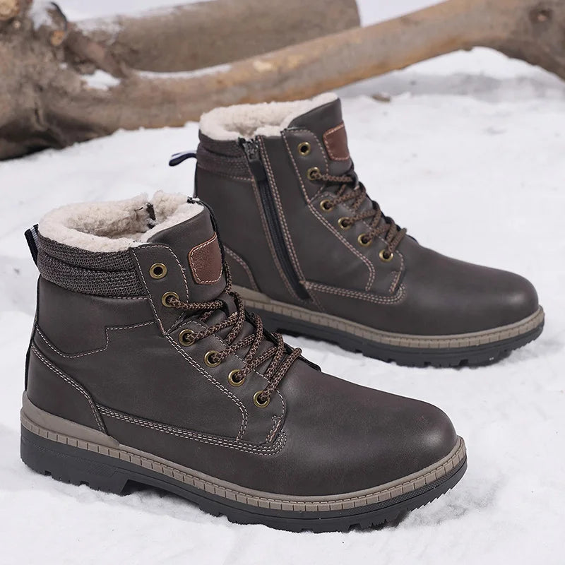 Outdoor Leisure High Top Footwear Fashion Classic Winter Hiking Shoes Warm Anti Slip Ankle Snow Boots Men's Casual Shoes