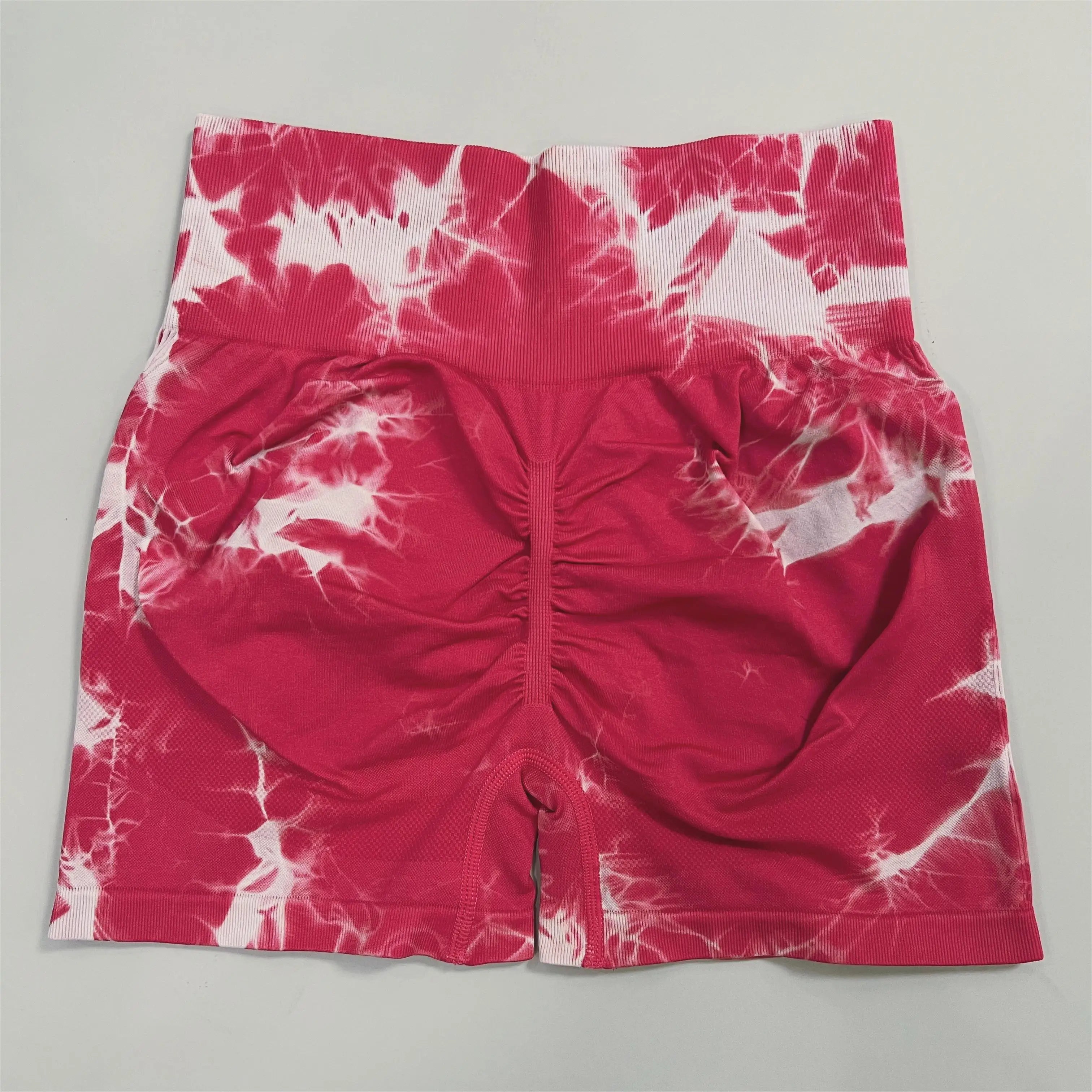 Women Gym Tie Dye Scrunch Shorts Fitness Seamless Nylon High Waist Sports Leggings Stretch Yoga Pants Workout Running Tights