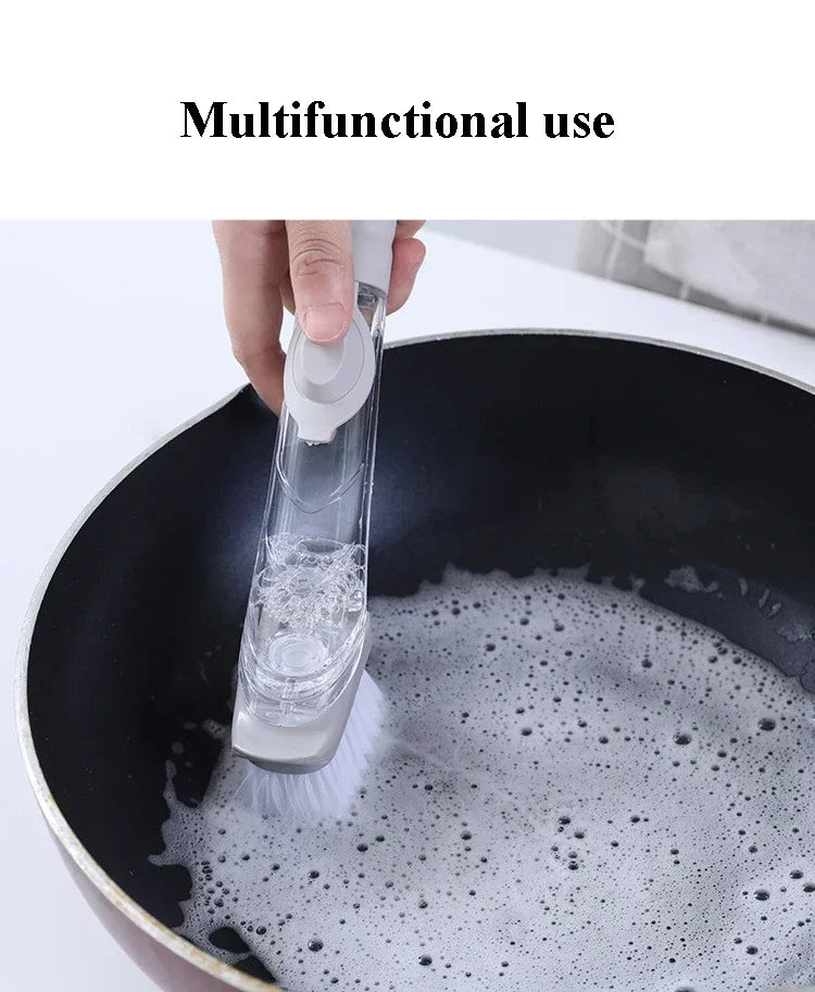 Kitchen Cleaning Brush 2 In 1 Long Handle Cleaing Brush with Removable Brush Sponge Dispenser Dishwashing  Kitchen Tools
