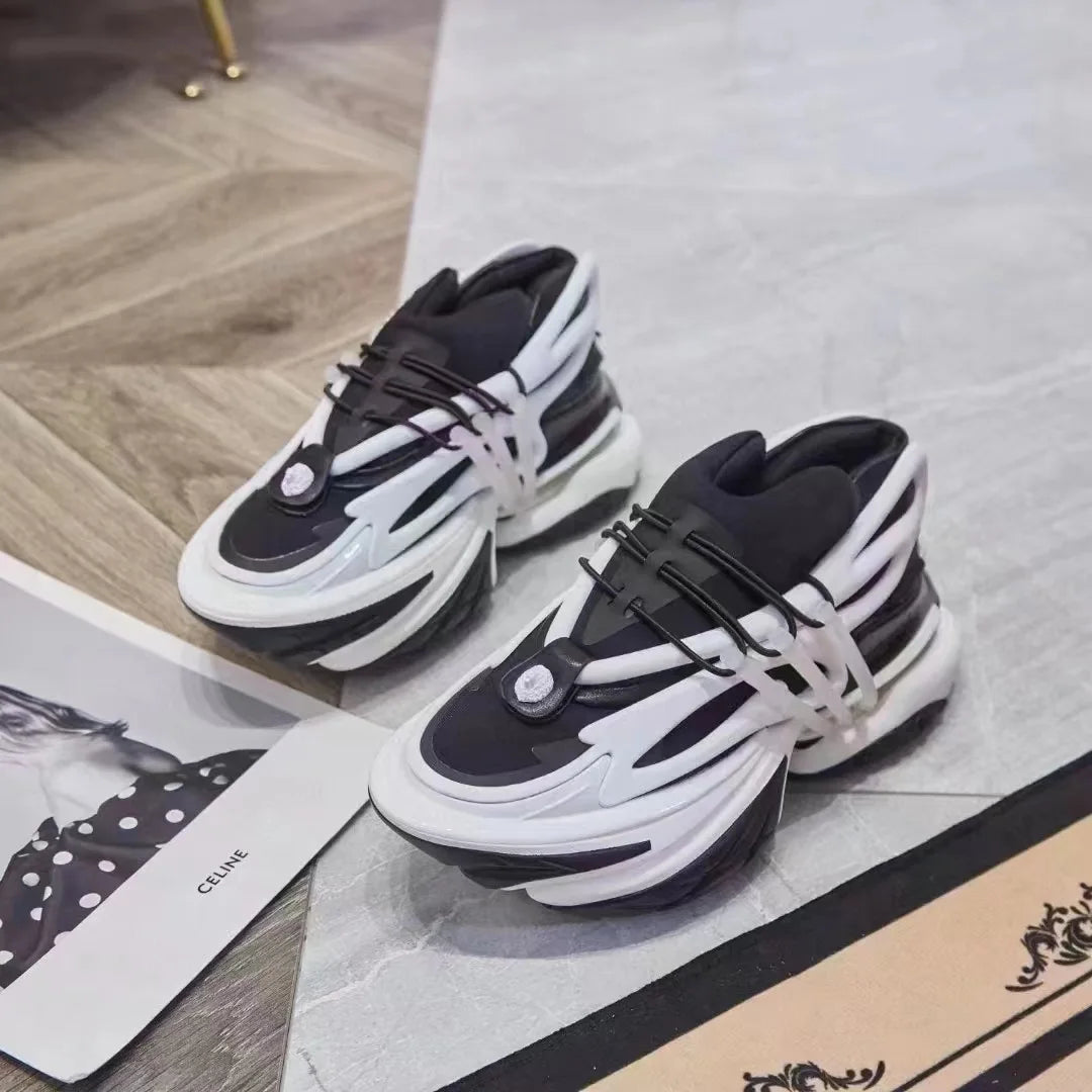 Chunky Sneakers Men Women Airship Shoes Fashion  Casual Secondary Leather Cowhide Breathable Height Increased Platform Shoes