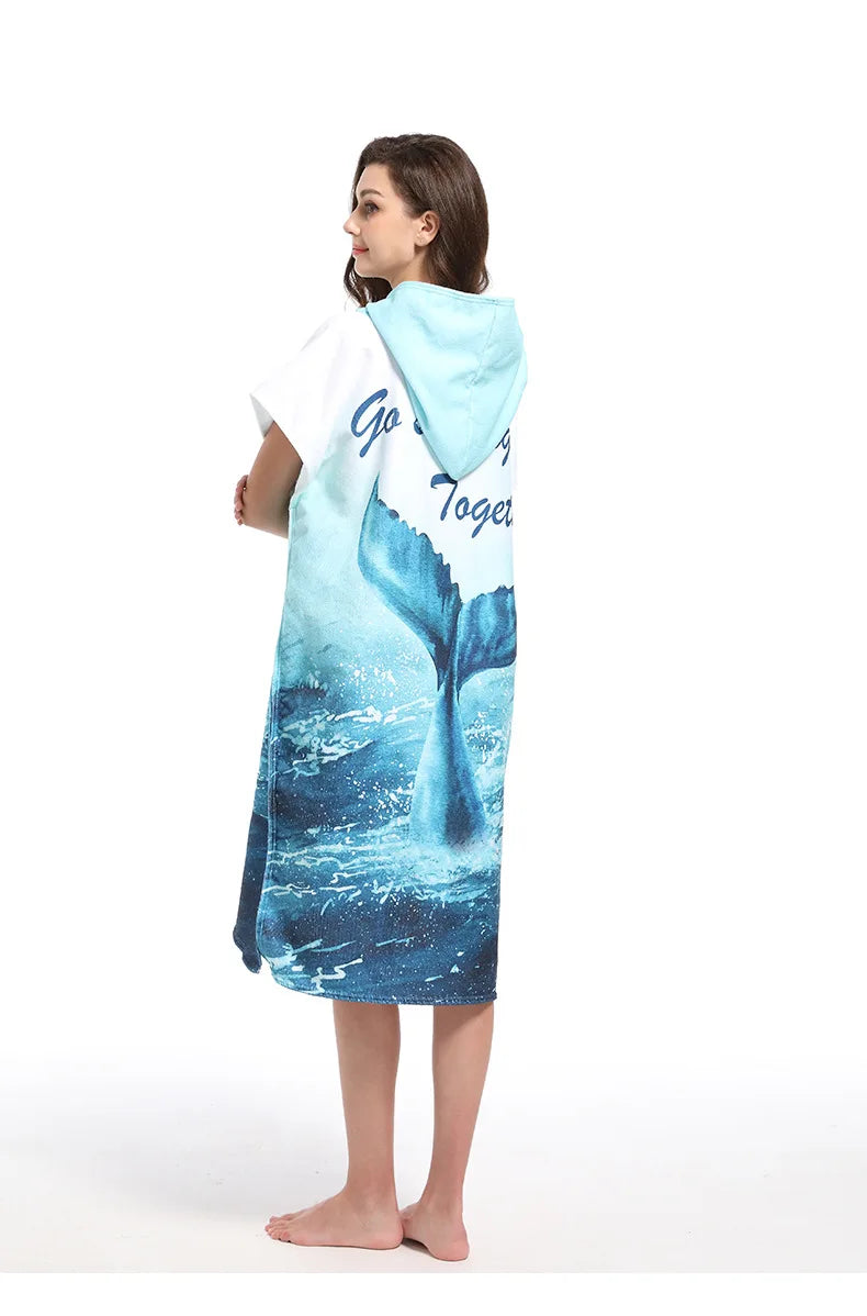 Microfiber Hooded Towel Men Women for Swimming Beach Travel Quick Dry Changing Robe Cape Bath Towel Bathrobe Surf Poncho