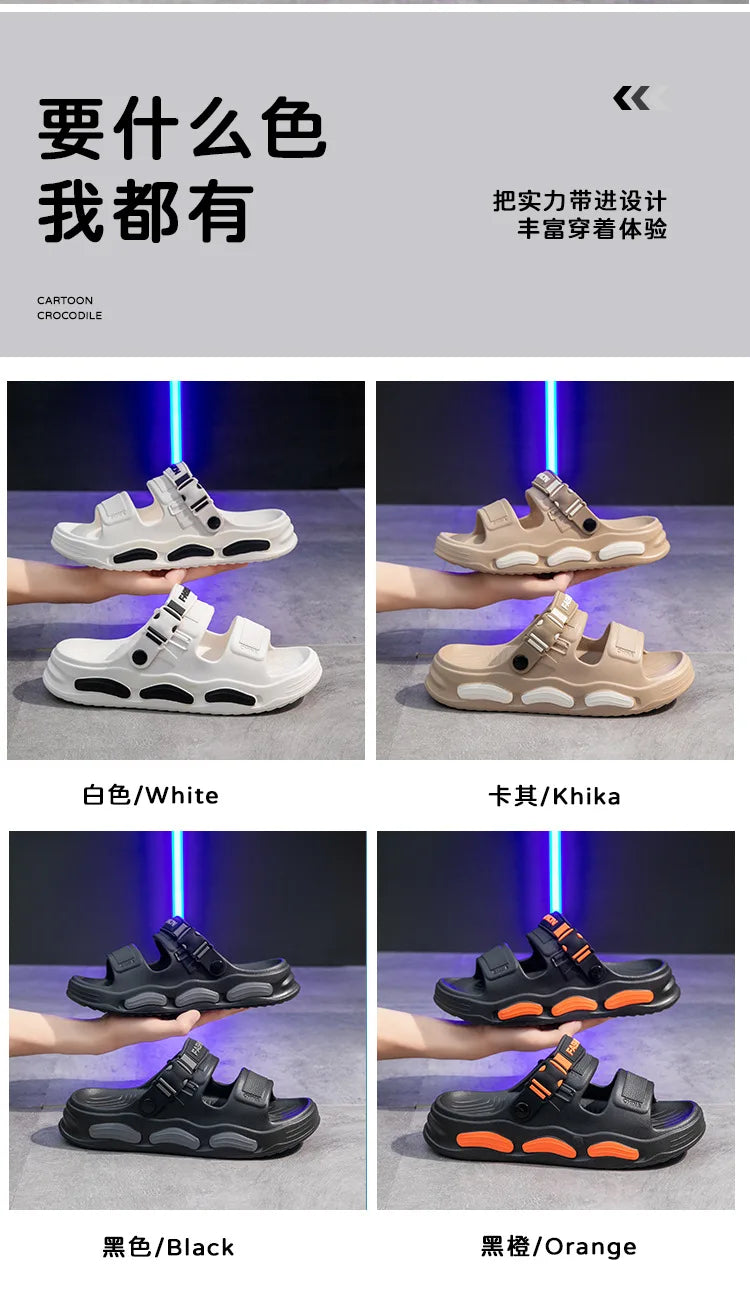 Men's Cloud Soft Thong Slippers Two-Way Wear Thick Bottom Waterproof Non-Slip Driving Comfortable Summer Sandals