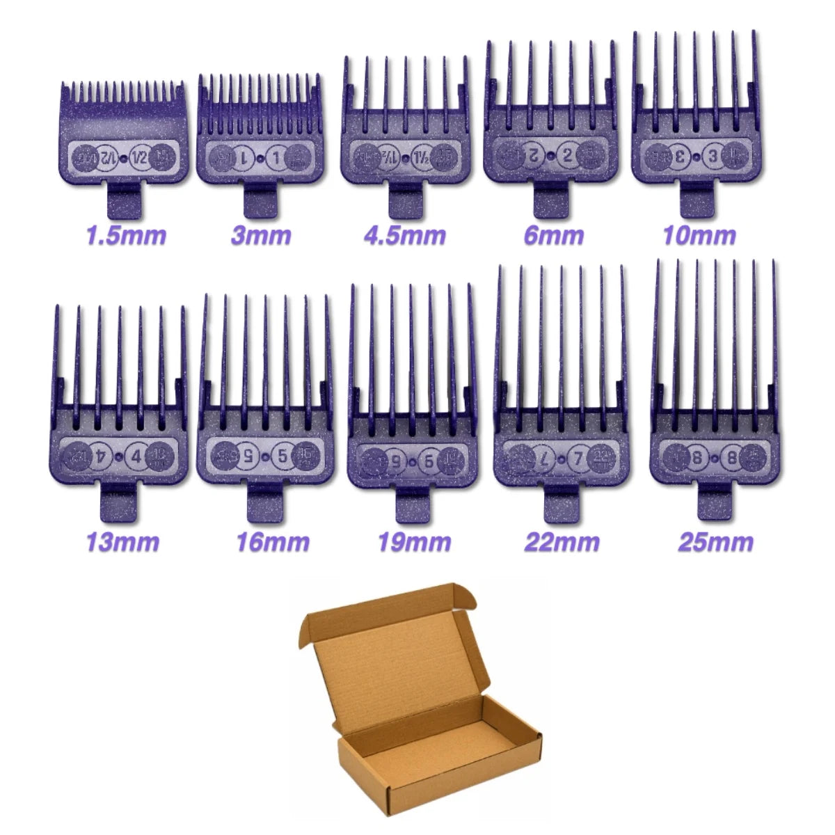 Professional electric hair clipper comb 10PC Purple Limit Comb Suitable for M10, R77F, 2020C, KULILANG, WMARK, BRCILIP Barbers