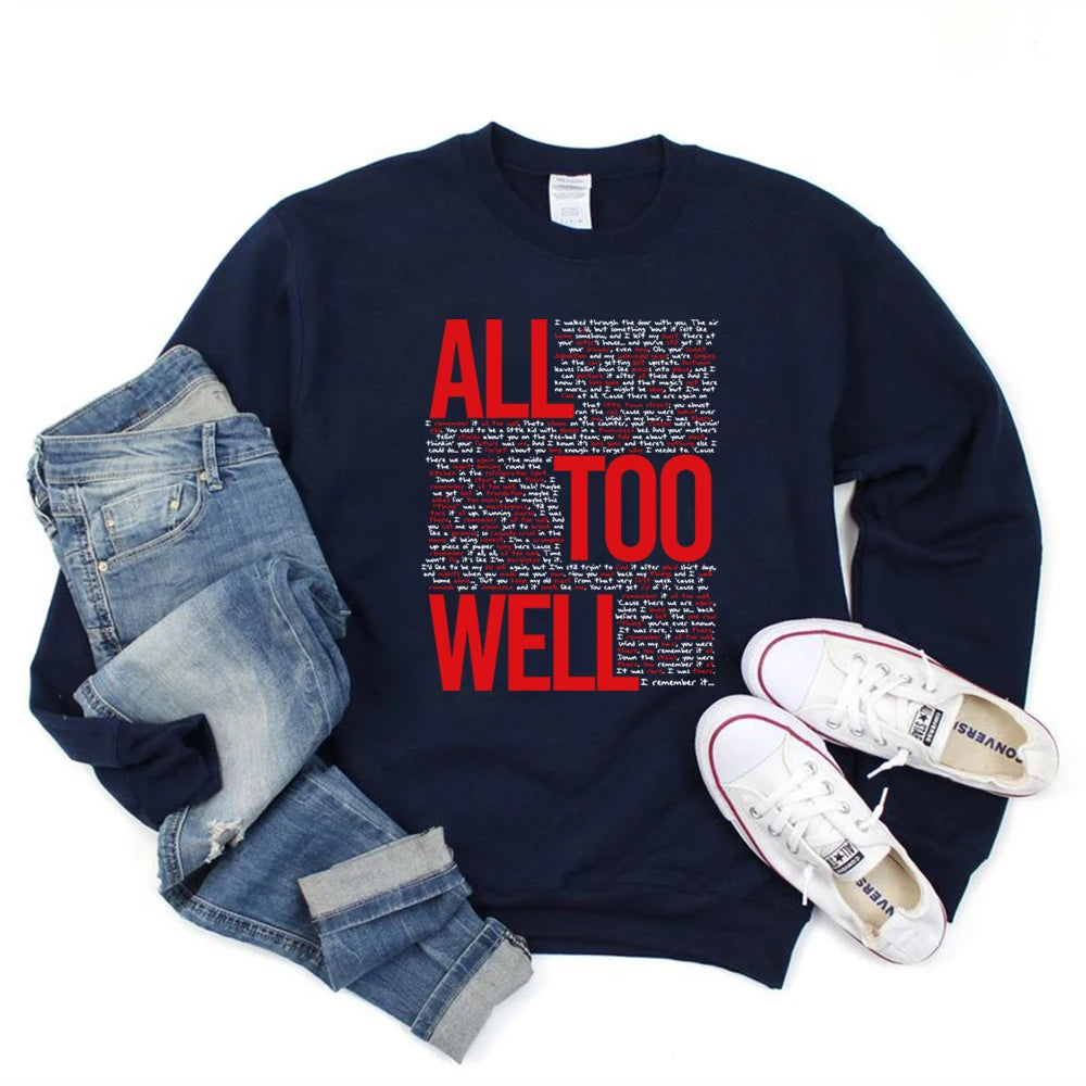 Vintage All Too Well Sweatshirt Eras Tour Mindnight Hoodie Lover Inspired Karma Sweater Music Crewneck Sweatshirts Gift for Fans