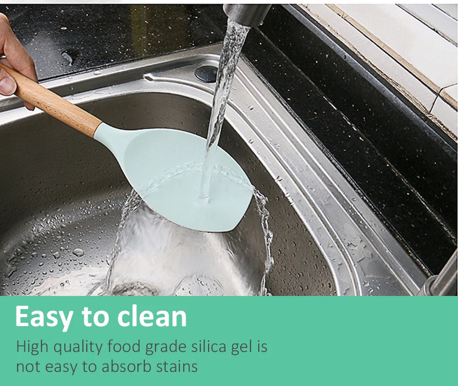 Cooking Tool Sets Non-toxic Cooking Baking Kitchen Tools Utensils Silicone Shovel Spoon Scraper Brush Spade Whisk Turner