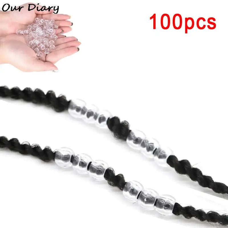 100pcs Dreadlock Beads Rings For Hair Accessories Transparent Big Hole Braids Acrylic Hair Braid Dread