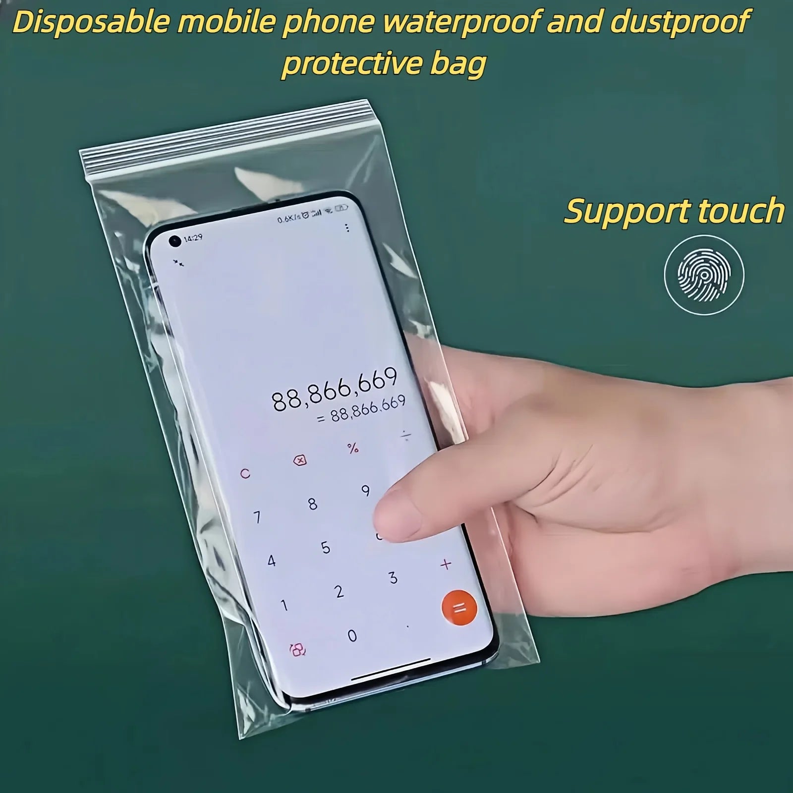 100pcs Transparent Waterproof Phone Bags Self-Sealing Dustproof Disposable Protective Bag for All Phones-Touch Screen Compatible