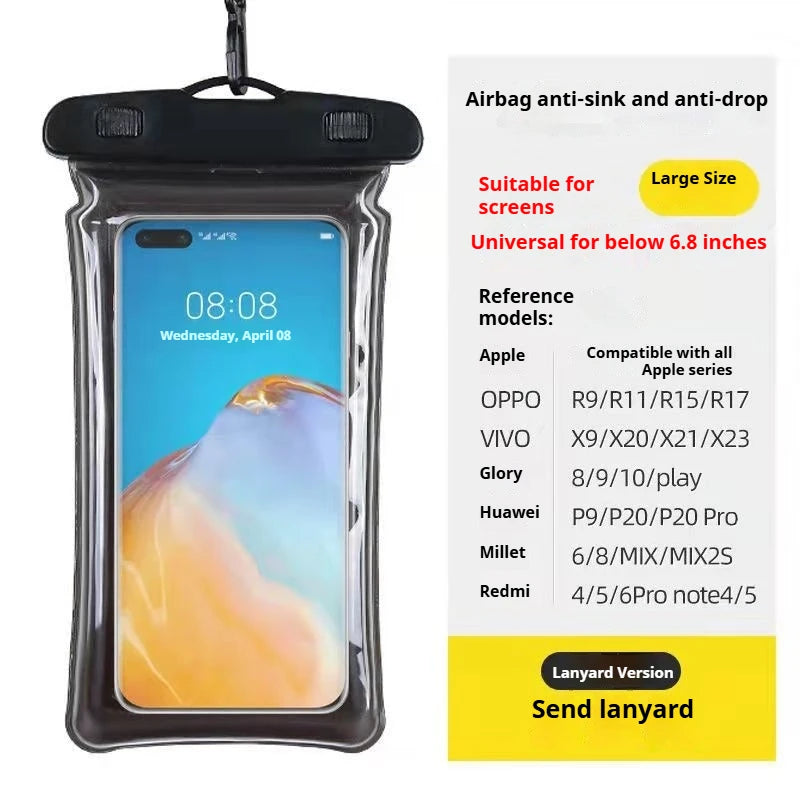 Airbag Waterproof Mobile Phone Bag Diving Protective Cover Waterproof Item Bag Anti-lost Bag for Beach Cruise Spring Water Park