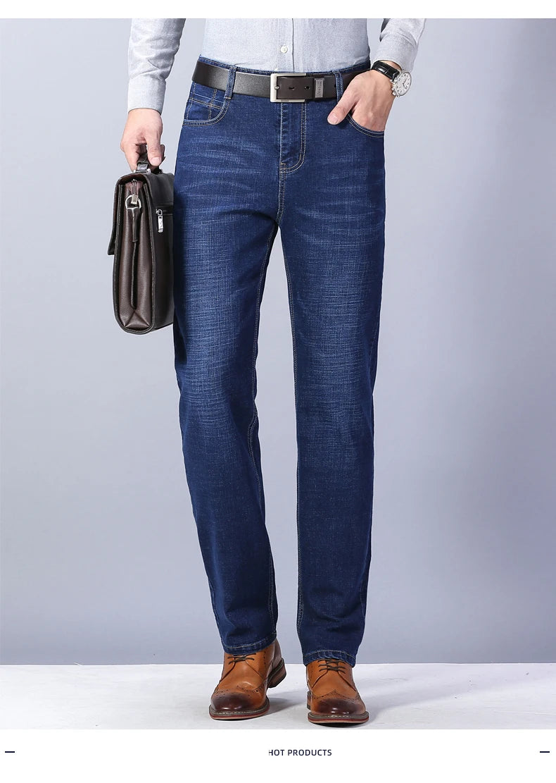 Men's Slim Fashion Denim High Quality Male Pants Elastic Black Blue Leisure Jeans Brand Clothing