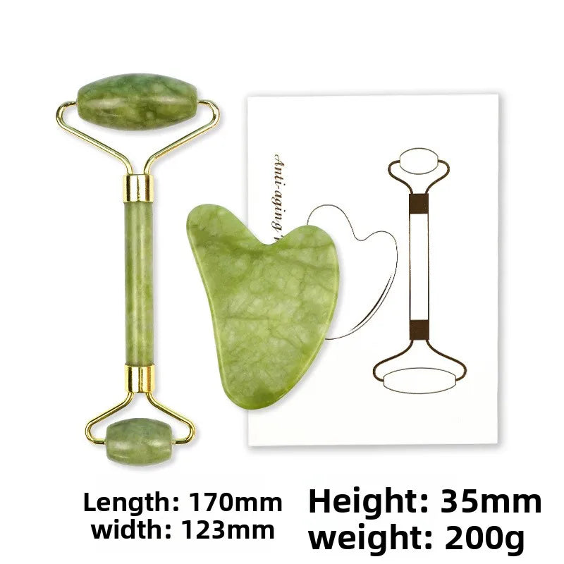 Natural Jade Roller Massager for Face Body Back Foot Massage Roller Facial Liftting Anti-wrinkle Double-end Gua Sha Jade Stone