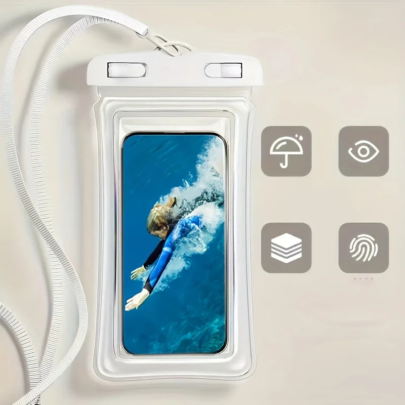 Waterproof Phone Pouch, 3D Design, Thick Case Friendly, Clear Plastic Dry Bag for 8 Inch Smartphones, with Neck Strap for Beach