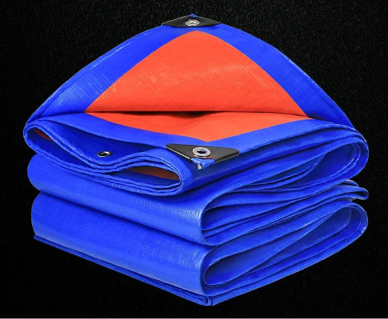 2X2m 2X3m Waterproof Blue Orange Plastic PE Tent Tarp UV Protective Tarp Awnings Awnings Summer Backyard Gardens Rain Cover