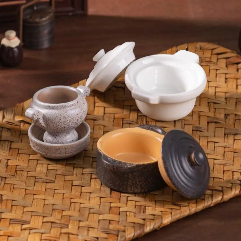 DIY Miniature Dollhouse Kitchen Decoration Accessories; Mini Clay Pot, Plate and Food Model