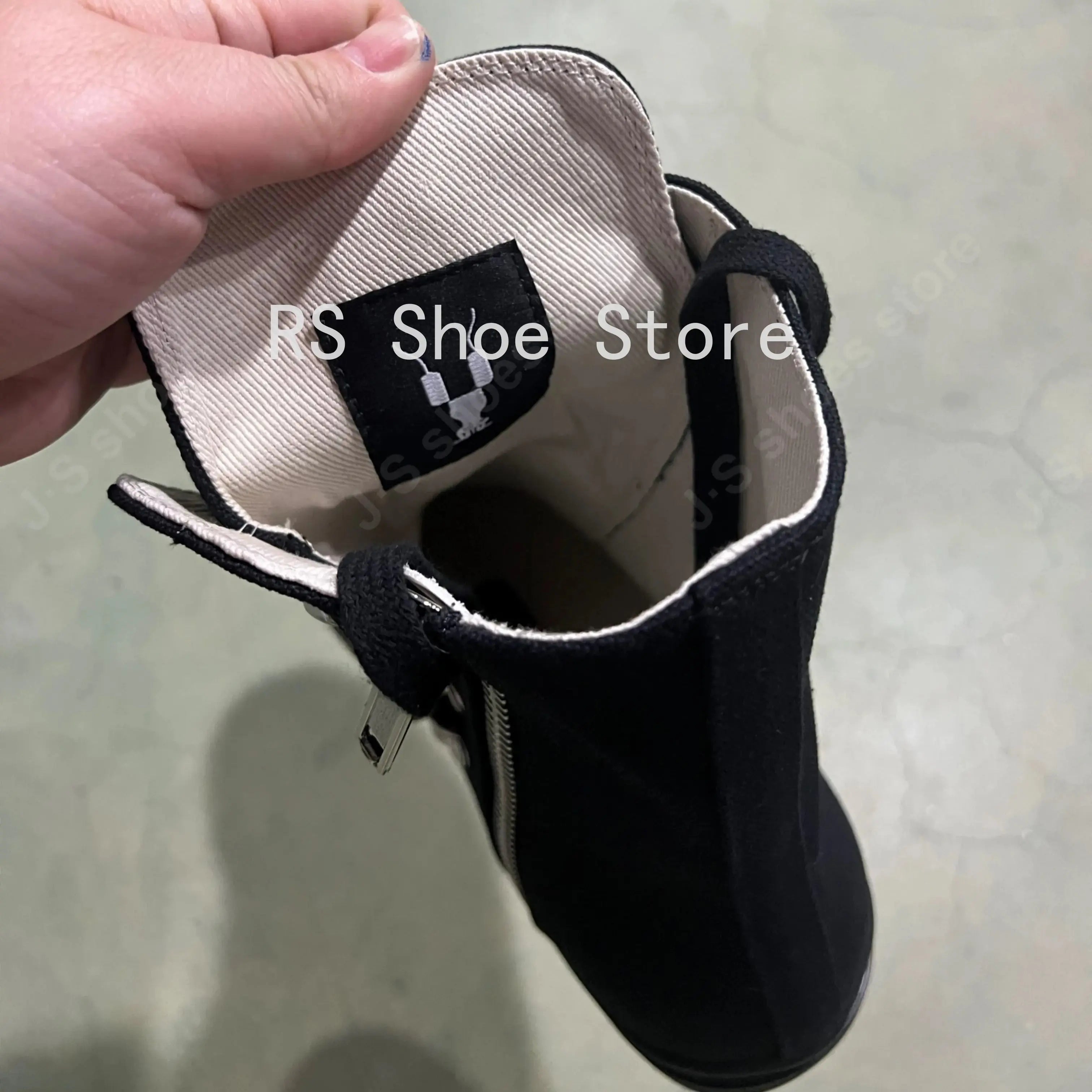 Ro Classic Designer Ro Black Canvas Boot High Top Shoe Men Casual Shoes  Luxury ZIP Women Sneaker Thick-Sole Ankle Boots